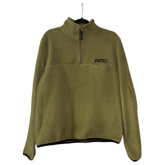 Wesc Other - Wesc Olive Green Fleece Quarter Zip Pullover Jacket Women’s XL Men’s L Warm Cozy